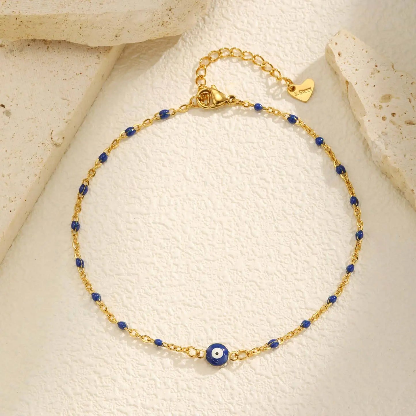 Vnox Vintage Evil Eye Adjustable Anklet, Metal Beads