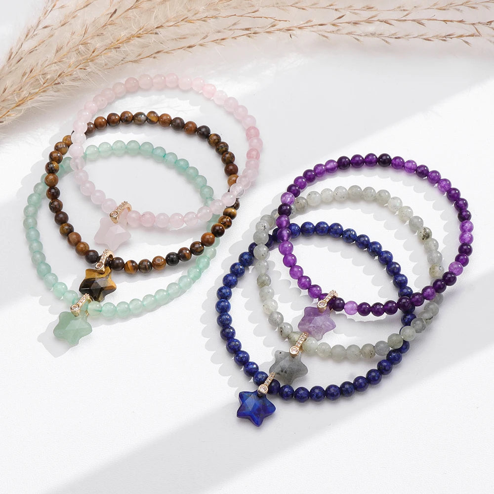 4mm Labradorite & Stone Beads Bracelet”