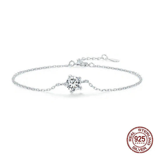 “1CT Moissanite Sterling Silver Charm Bracelet for Women”