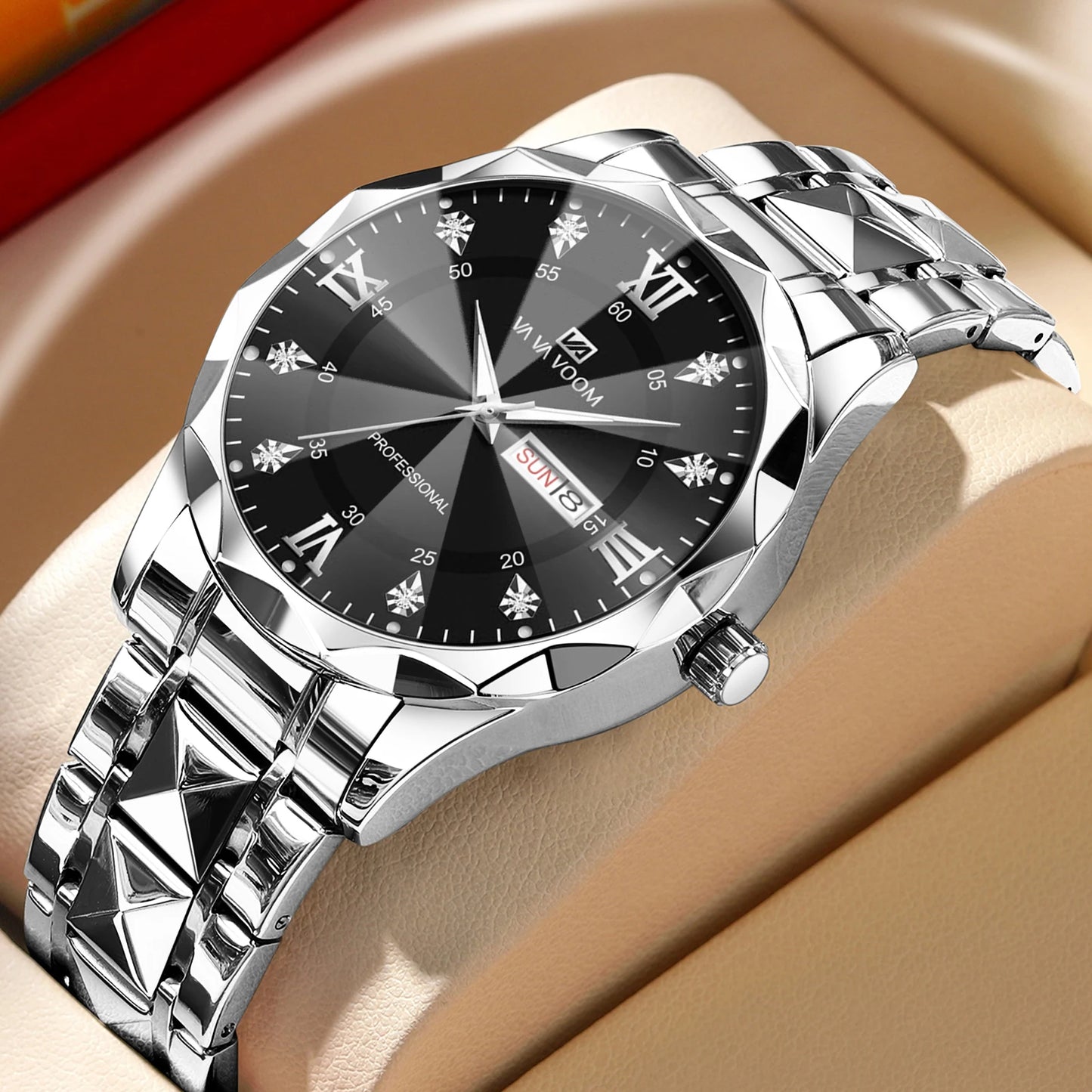 Men's Diamond Stainless Steel Watch