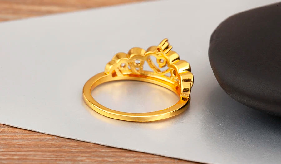 "Luxury Heart Crown Zircon Ring – Women’s Jewelry Gift"