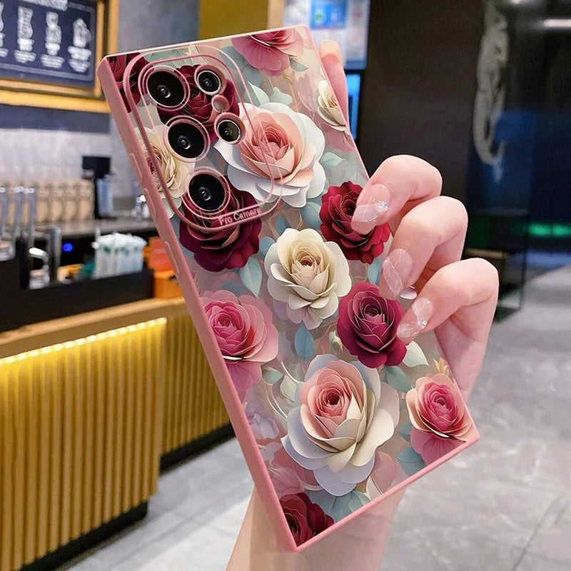 Luxury Rose Floral Shockproof Cover – Samsung