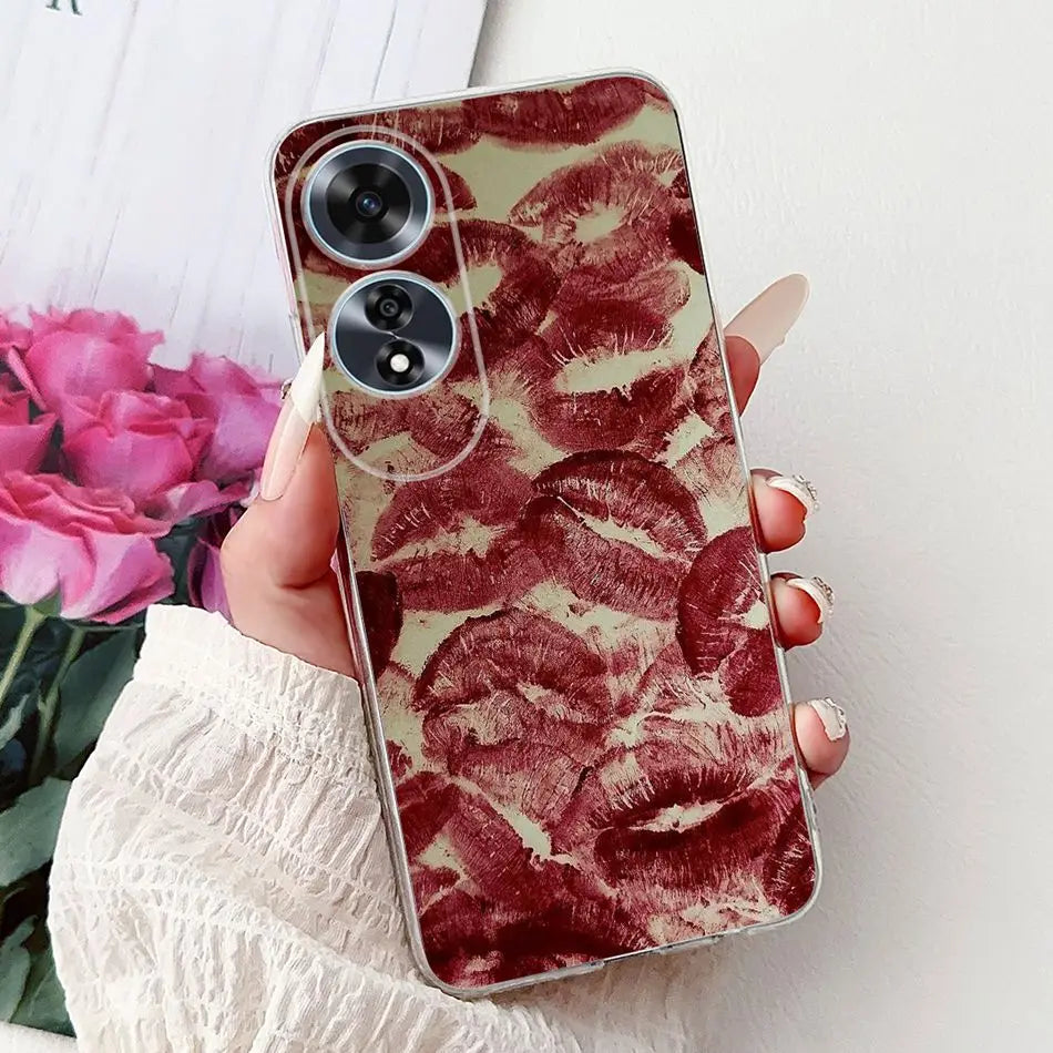 Elegant Floral Cat TPU Cover – OPPO A60