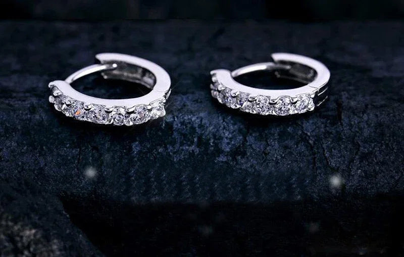 925 Silver 10mm Zircon Hoop Earrings for Women