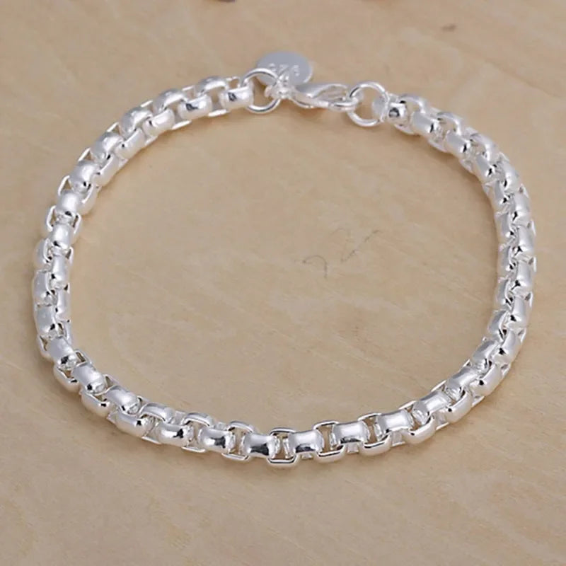 “925 Sterling Silver Solid Chain Bracelet”