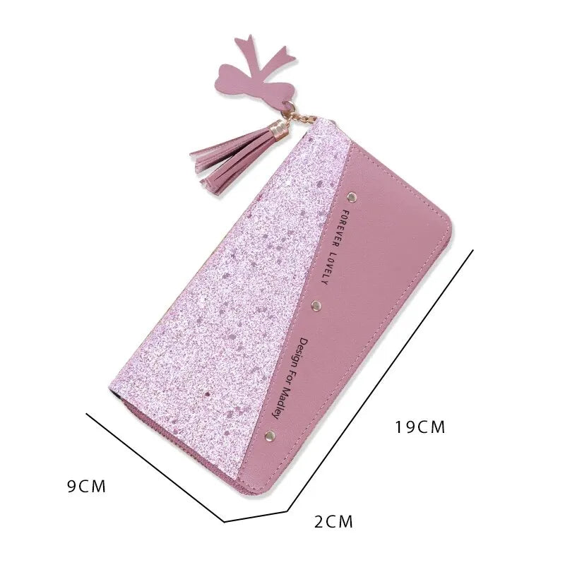 KISMIS Long Women’s Zipper Wallet with Tassel & Rivets.
