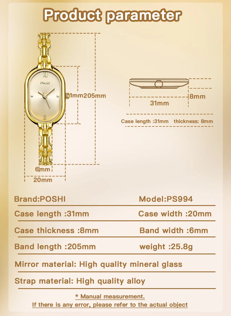 POSHI Women's Luxury Quartz Bracelet Watch