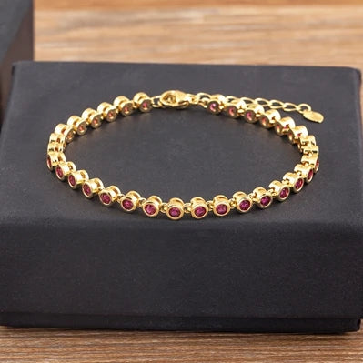 Nidin 6 Colors Shiny Crystal Bracelet For Women Rhinestone Zircon Charm Wrist Adjustable Bangles Girls Exquisite Jewelry Gift