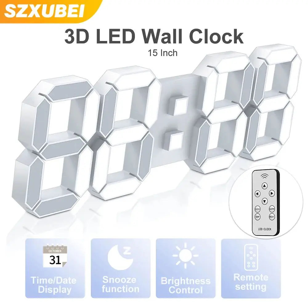3D LED Digital Wall Clock – USB Powered & Stylish Display