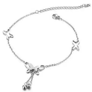 Butterfly Pendant Anklet, Gold & Silver