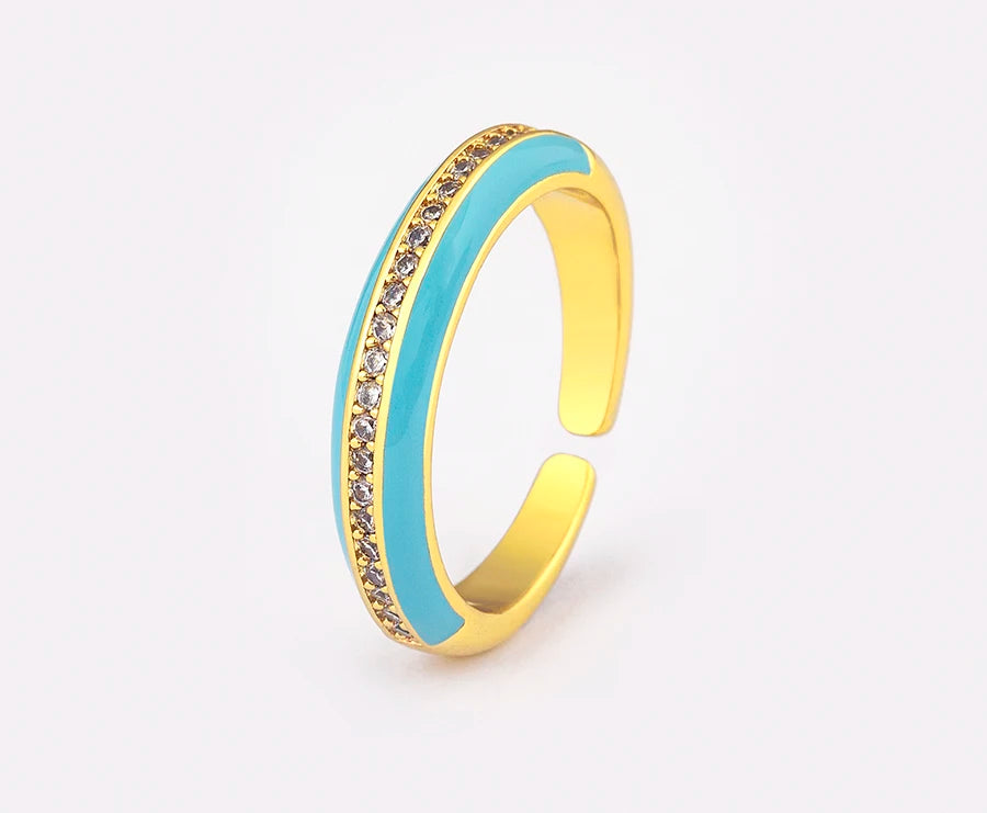 "Gold Plated Zircon C-Shape Ring – Adjustable Women’s Jewelry