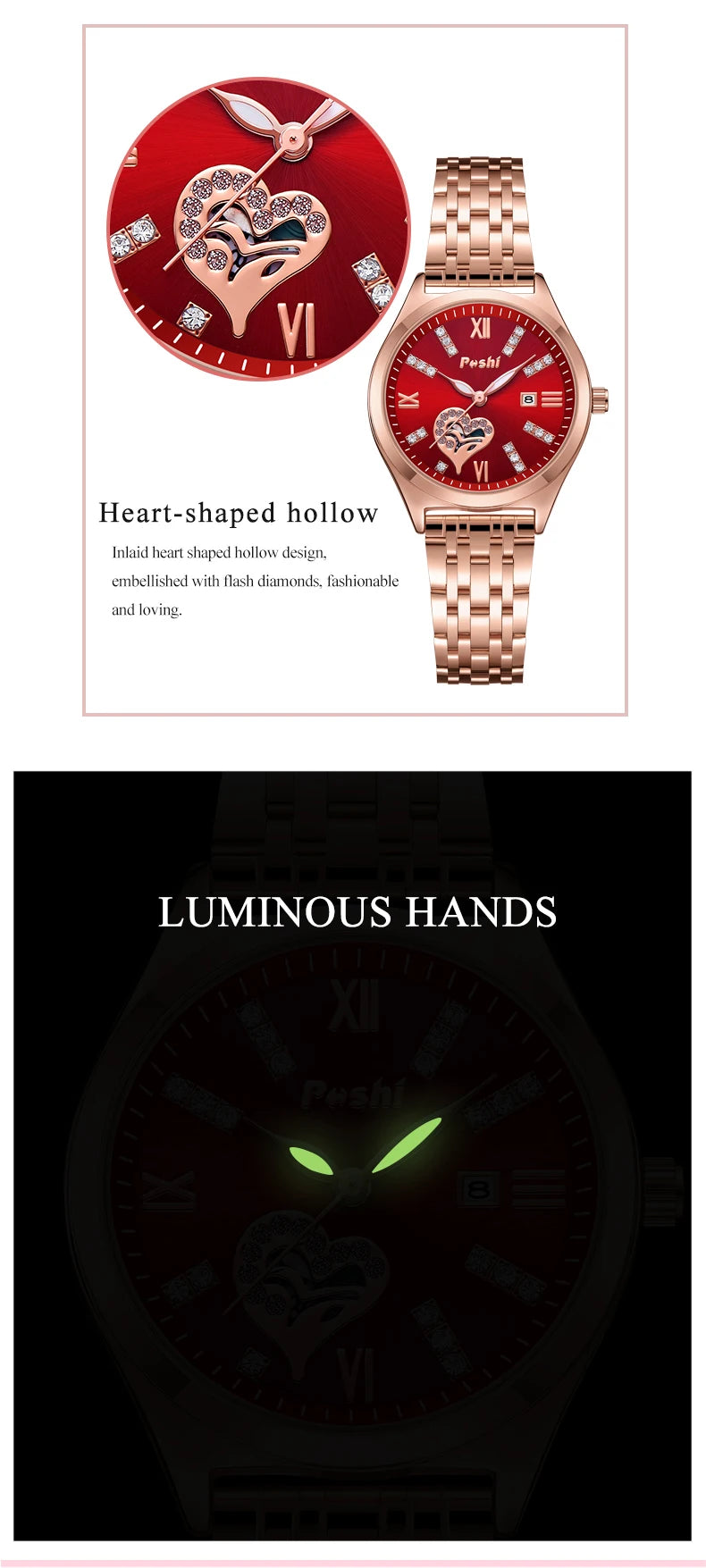 POSHI Women's Stainless Steel Quartz Watch