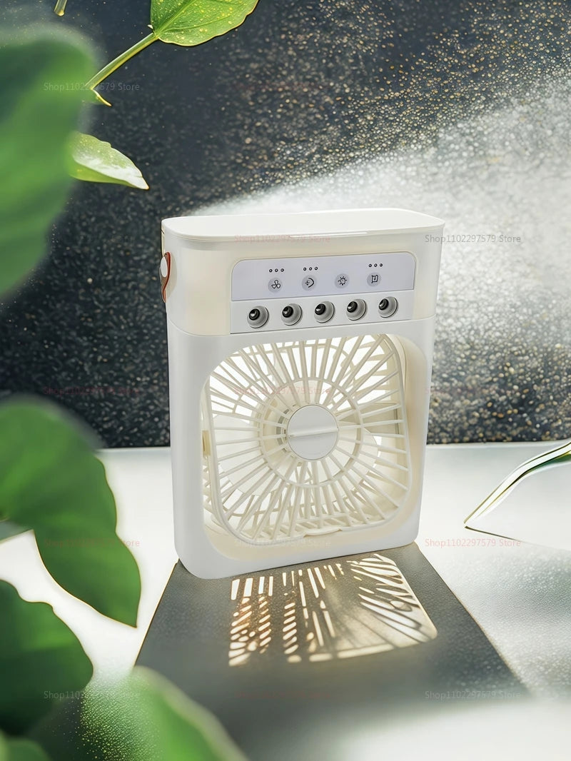 Mini USB Air Cooler & Humidifier Fan – 3 in 1, LED Night Light