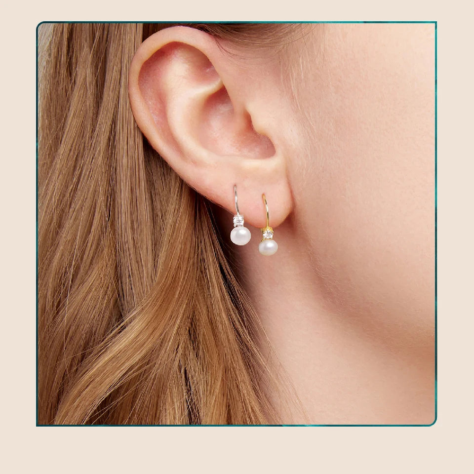 “925 Silver Moissanite Pearl Earrings”