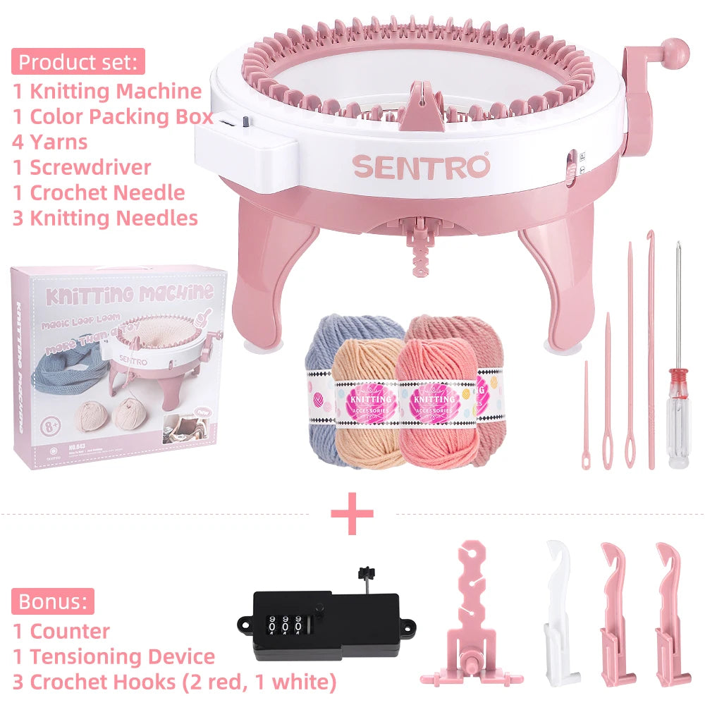 SENTRO 48-Needle Smart Knitting Machine Kit – Flat & Double Weave