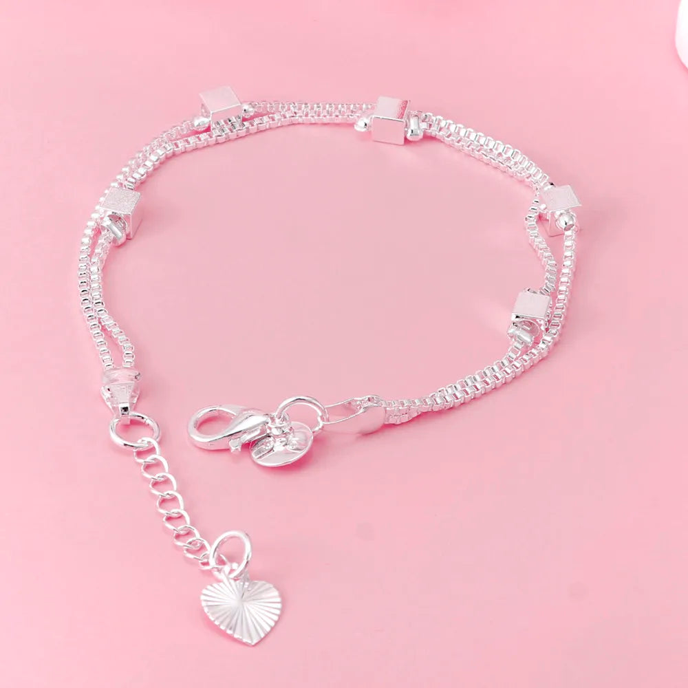 “925 Silver Luxury Charm Chain Bracelet 20CM”