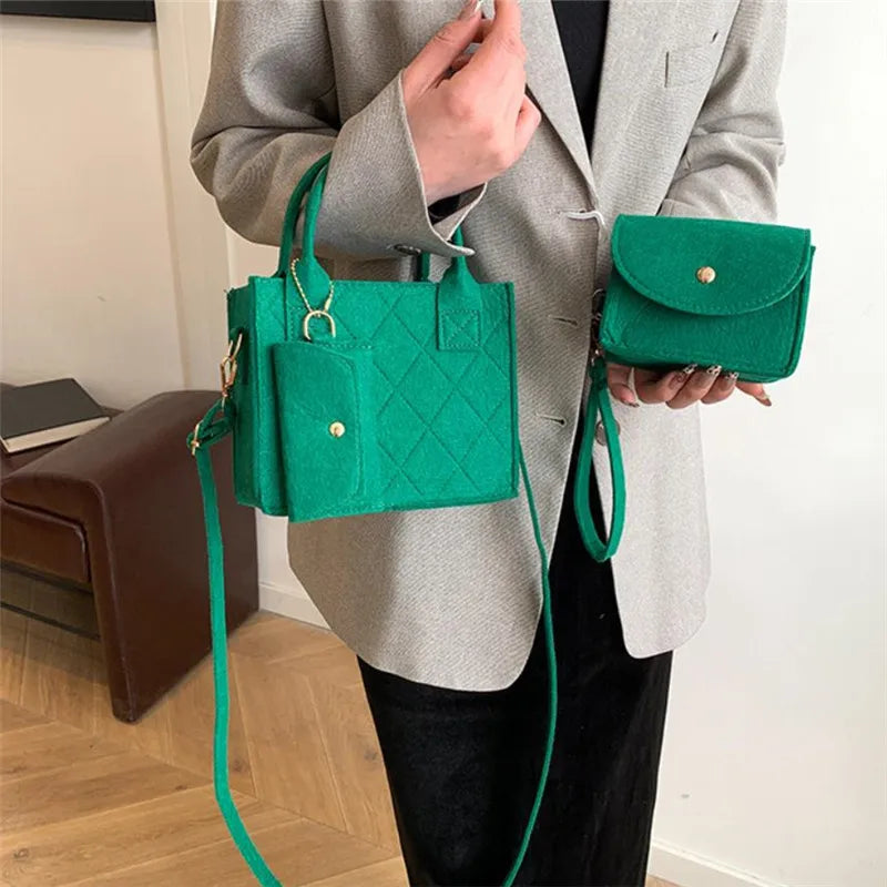 Stylish Solid Color Crossbody & Shoulder Bag Set