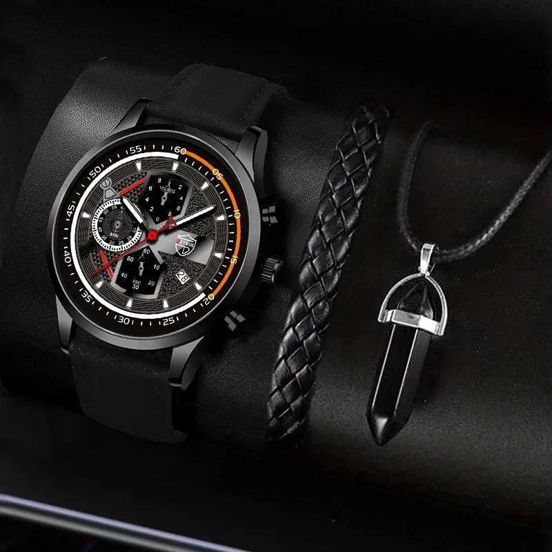Men's Fashion Watch & Jewelry Set