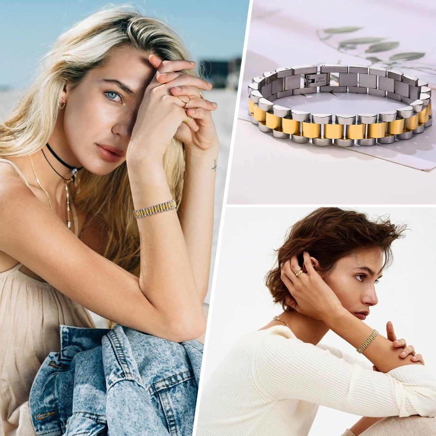 “Vnox Stainless Steel Link Bracelety