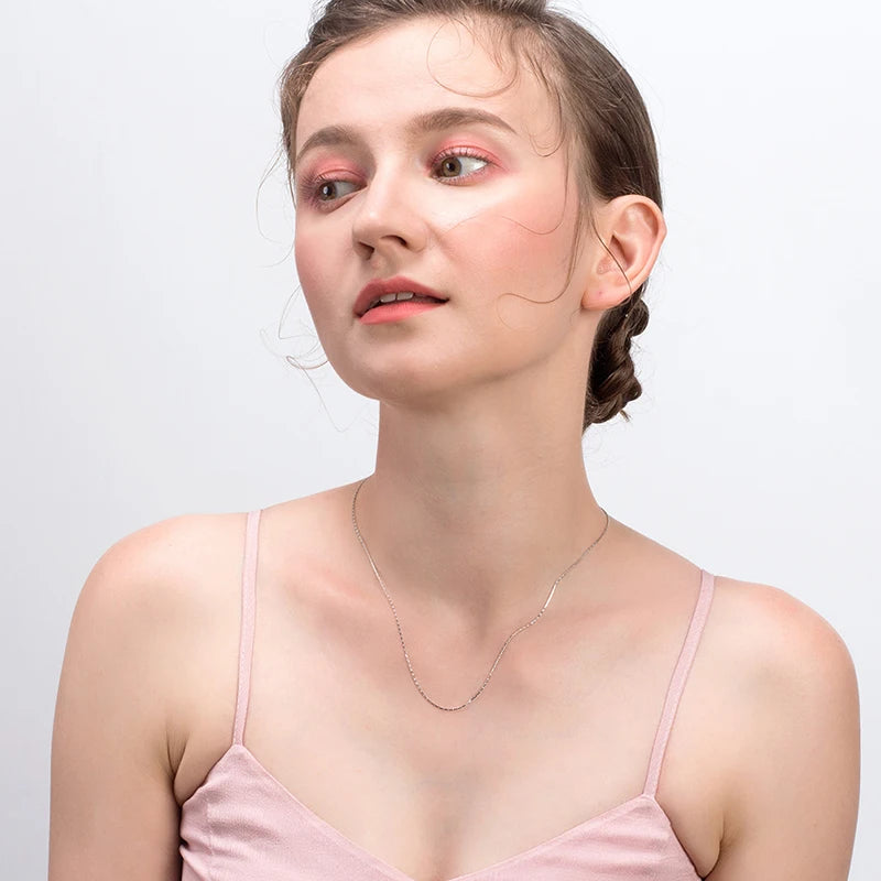 925 Silver Bamboo Chain Necklace for Women