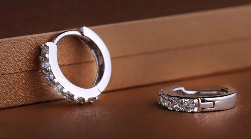 925 Silver 10mm Zircon Hoop Earrings for Women