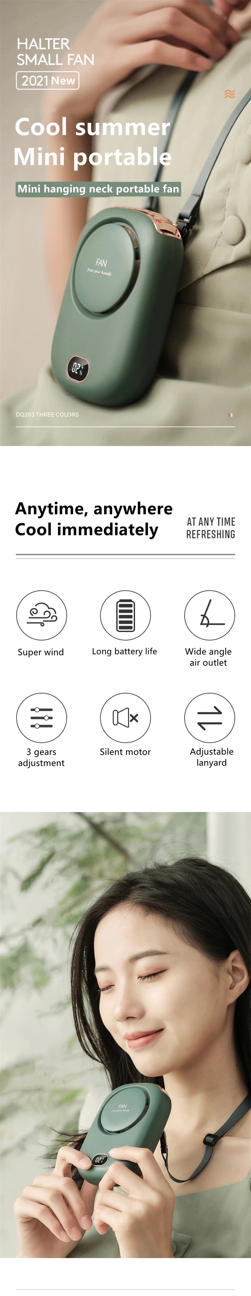 Mini Portable Bladeless Fan – Rechargeable Handheld Travel Fan