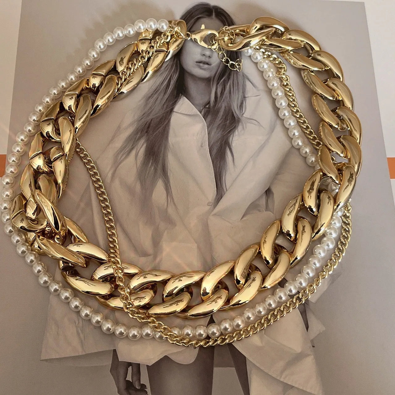 Exaggerated CCB Chunky Pearl Choker Necklace