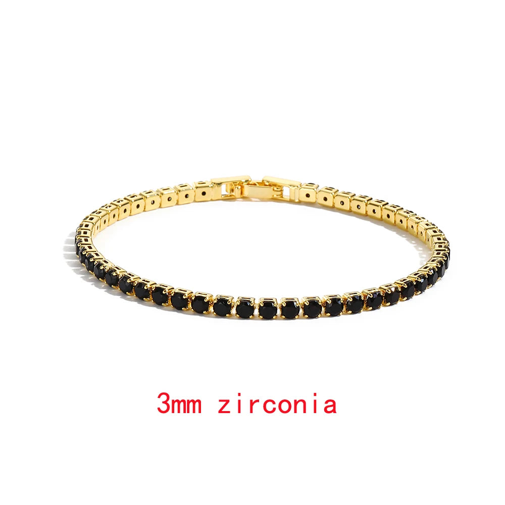 “Black CZ Gold-Plated Tennis Bracelet”