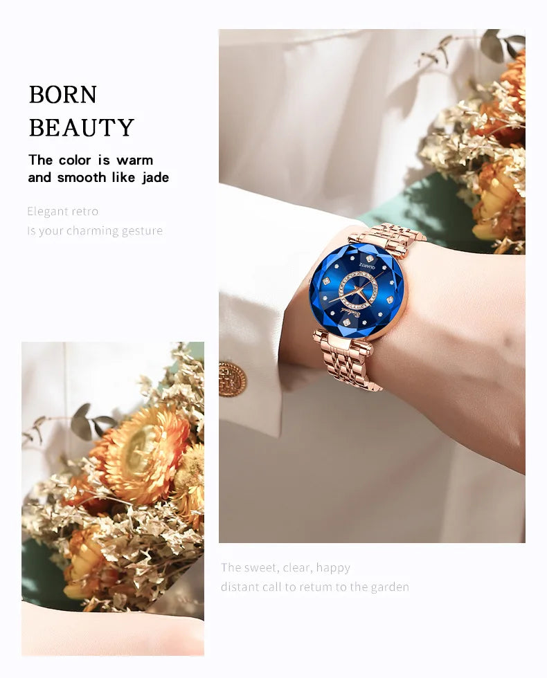 Starry Sky Blue Steel Women's Watch