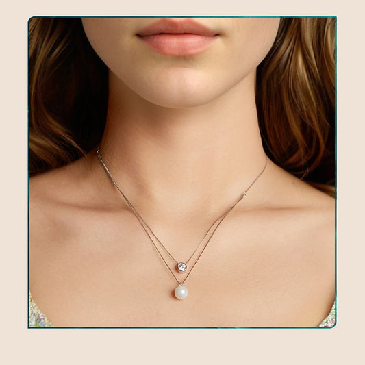 Bamoer 925 Silver Moissanite Pearl Choker Necklacecklaces