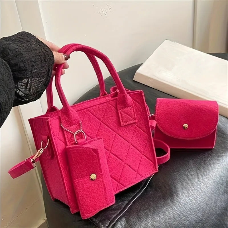 Stylish Solid Color Crossbody & Shoulder Bag Set