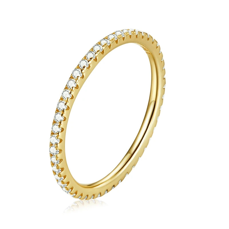 “Bamoer Gold Plated Sterling Silver Ring with Zircon Stones”