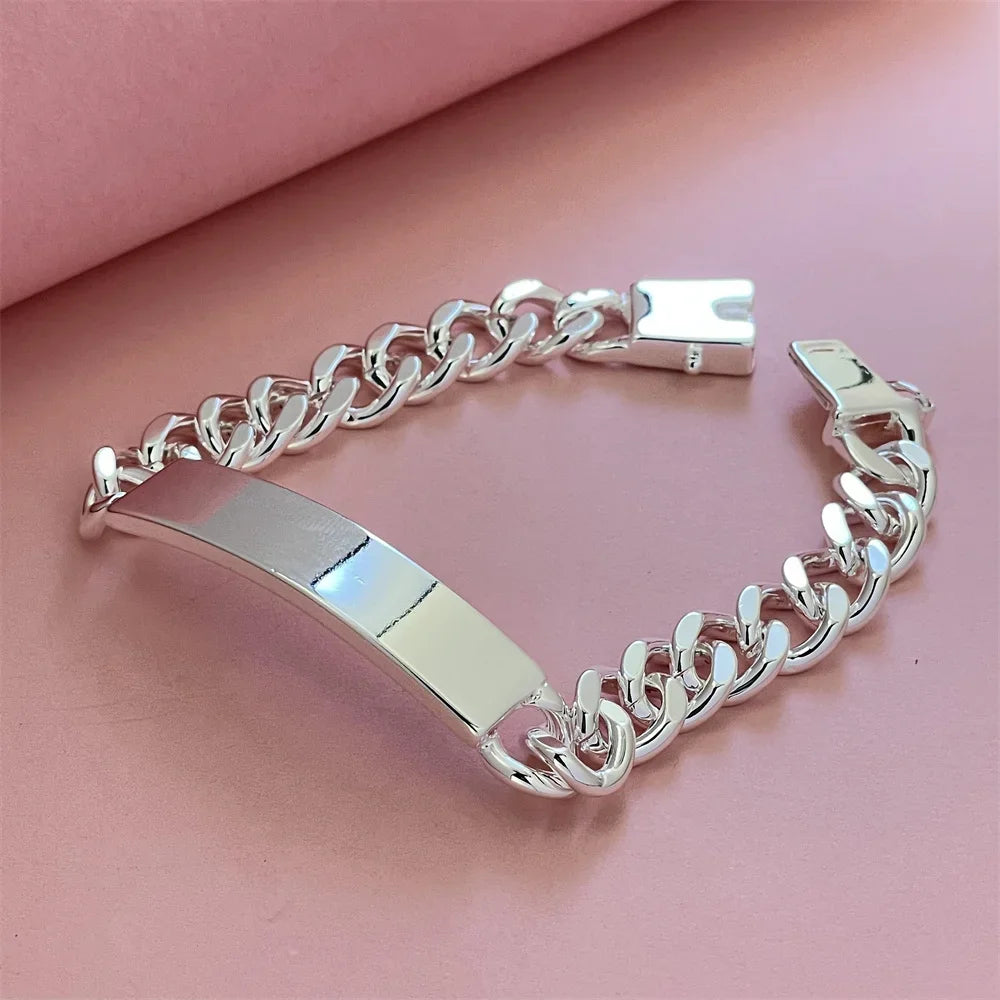 “10mm Cuban Chain 925 Silver Bracelet”