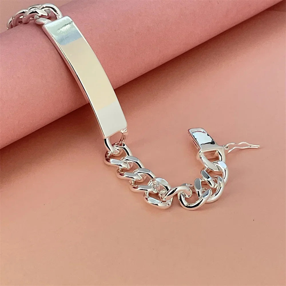 “10mm Cuban Chain 925 Silver Bracelet”
