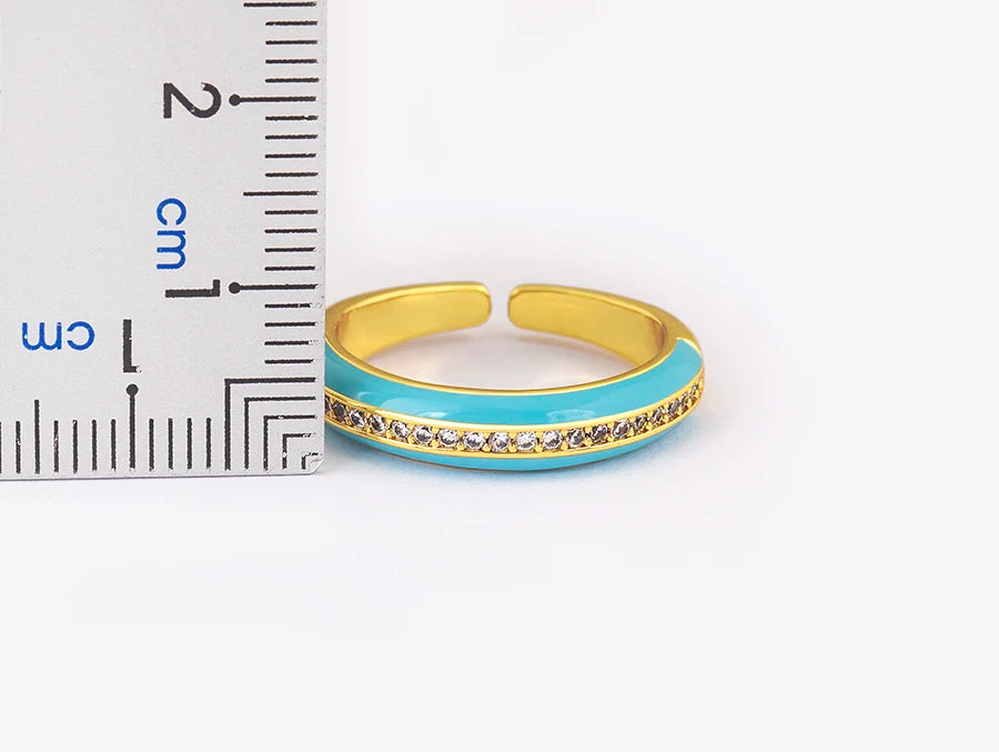 "Gold Plated Zircon C-Shape Ring – Adjustable Women’s Jewelry